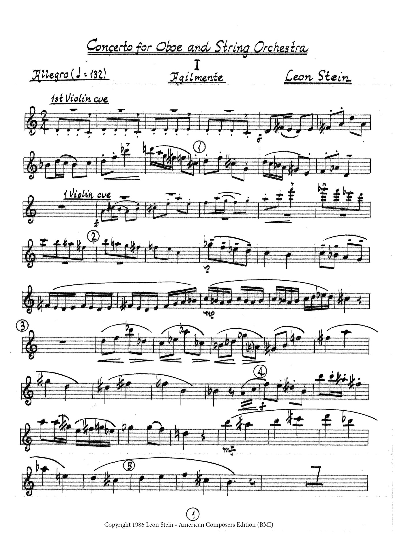 CONCERTO FOR OBOE and STRINGS - full score and solo oboe part