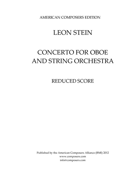 CONCERTO FOR OBOE AND STRINGS - reduced score