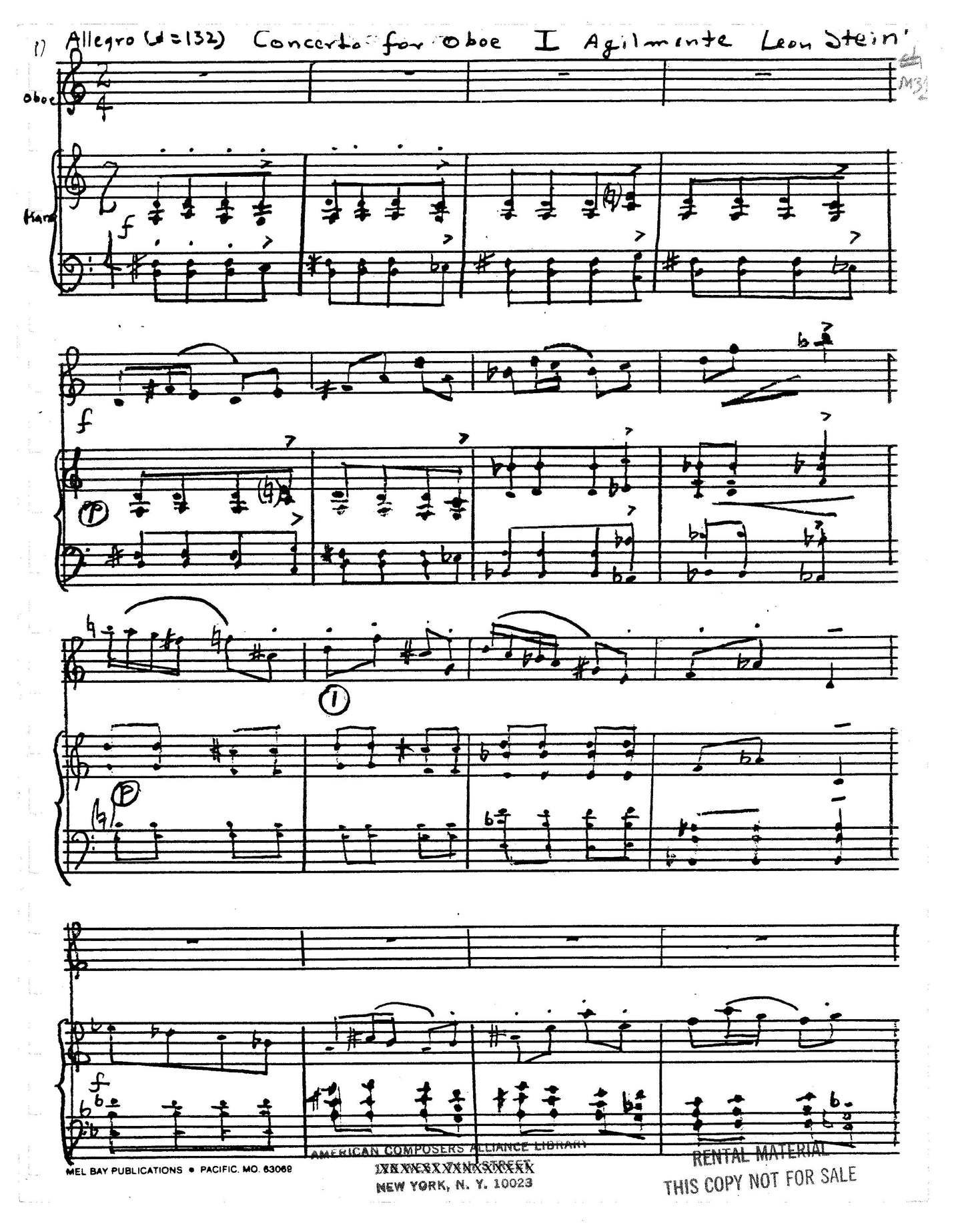 CONCERTO FOR OBOE AND STRINGS - reduced score