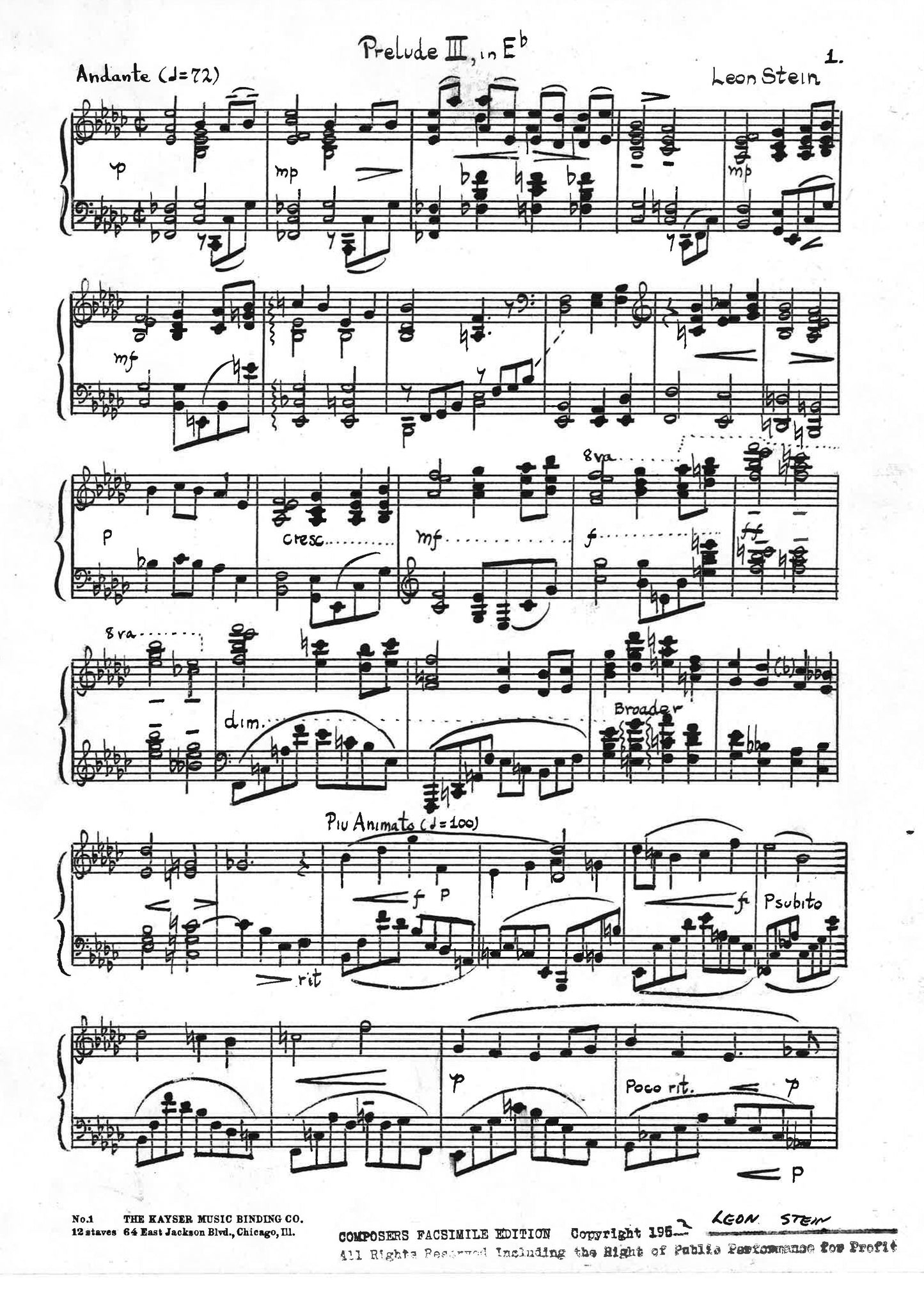 PRELUDE no 3 in E Flat