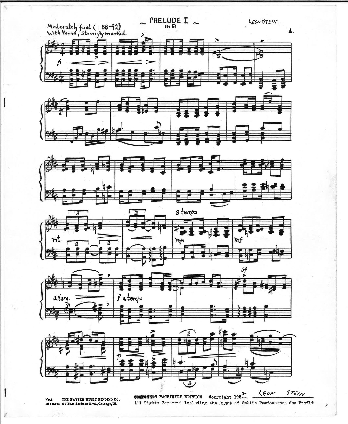 PRELUDE no 1 in B