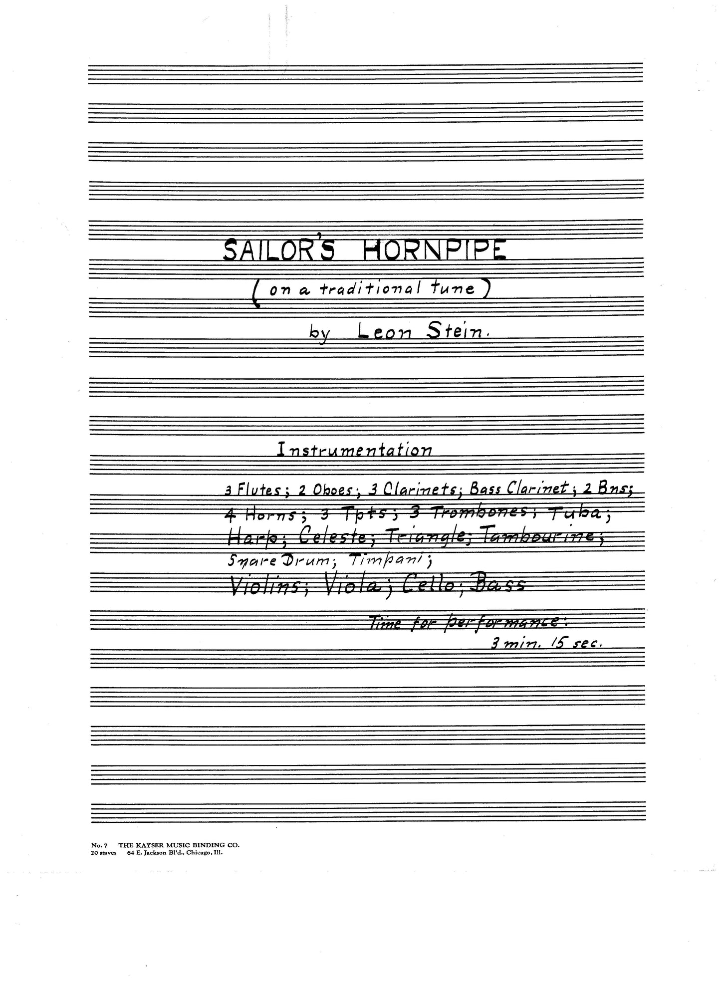 SAILOR'S HORNPIPE, for Orch