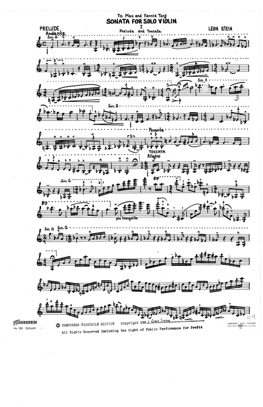 SONATA, for Solo Violin