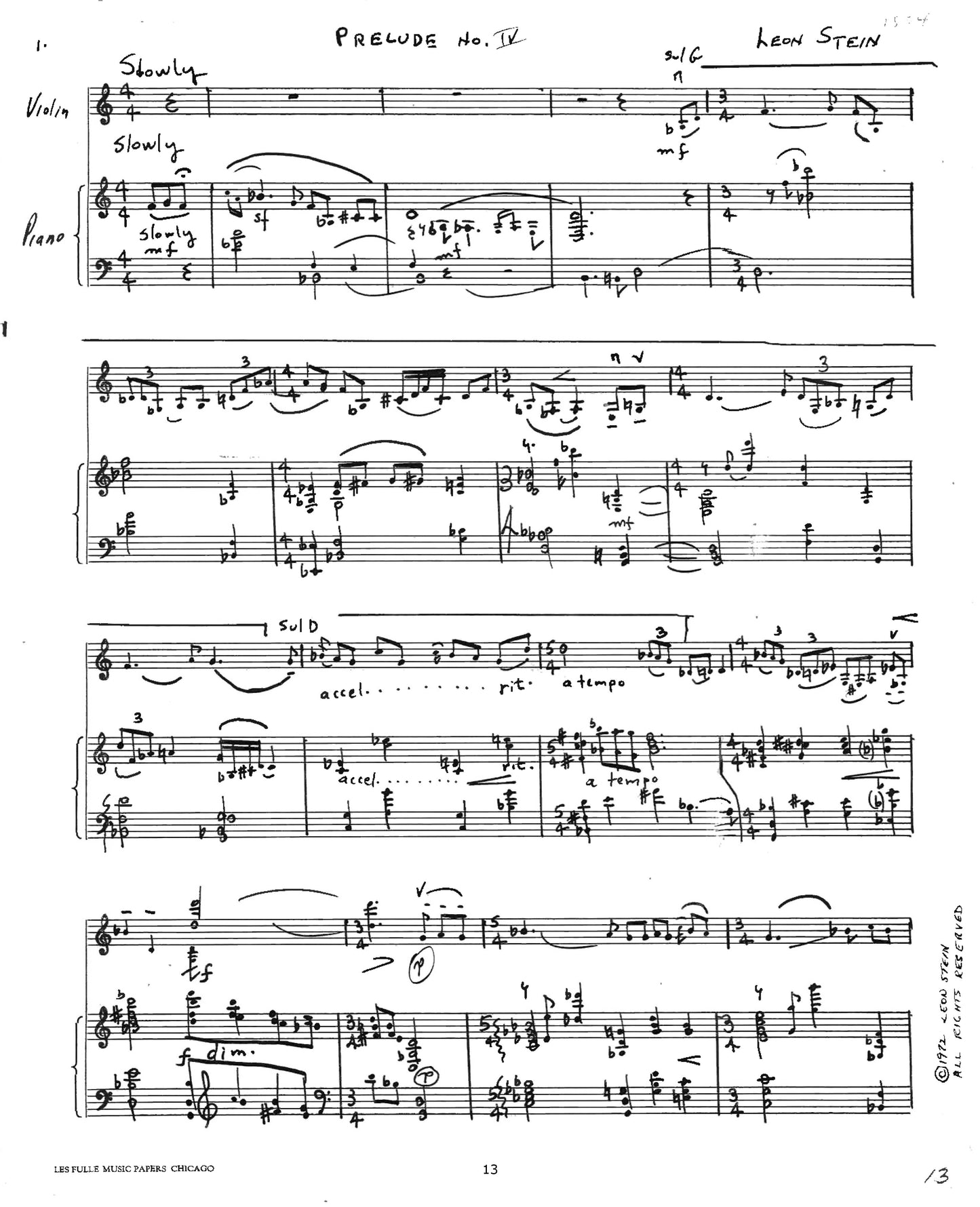 TWELVE PRELUDES FOR VIOLIN & PIANO