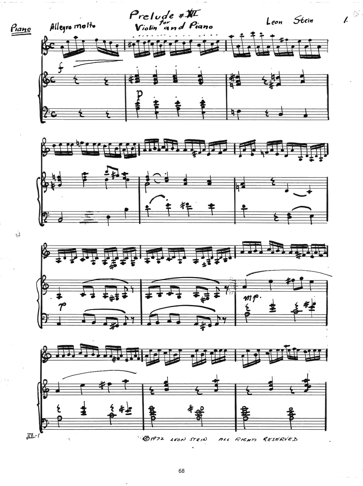 TWELVE PRELUDES FOR VIOLIN & PIANO