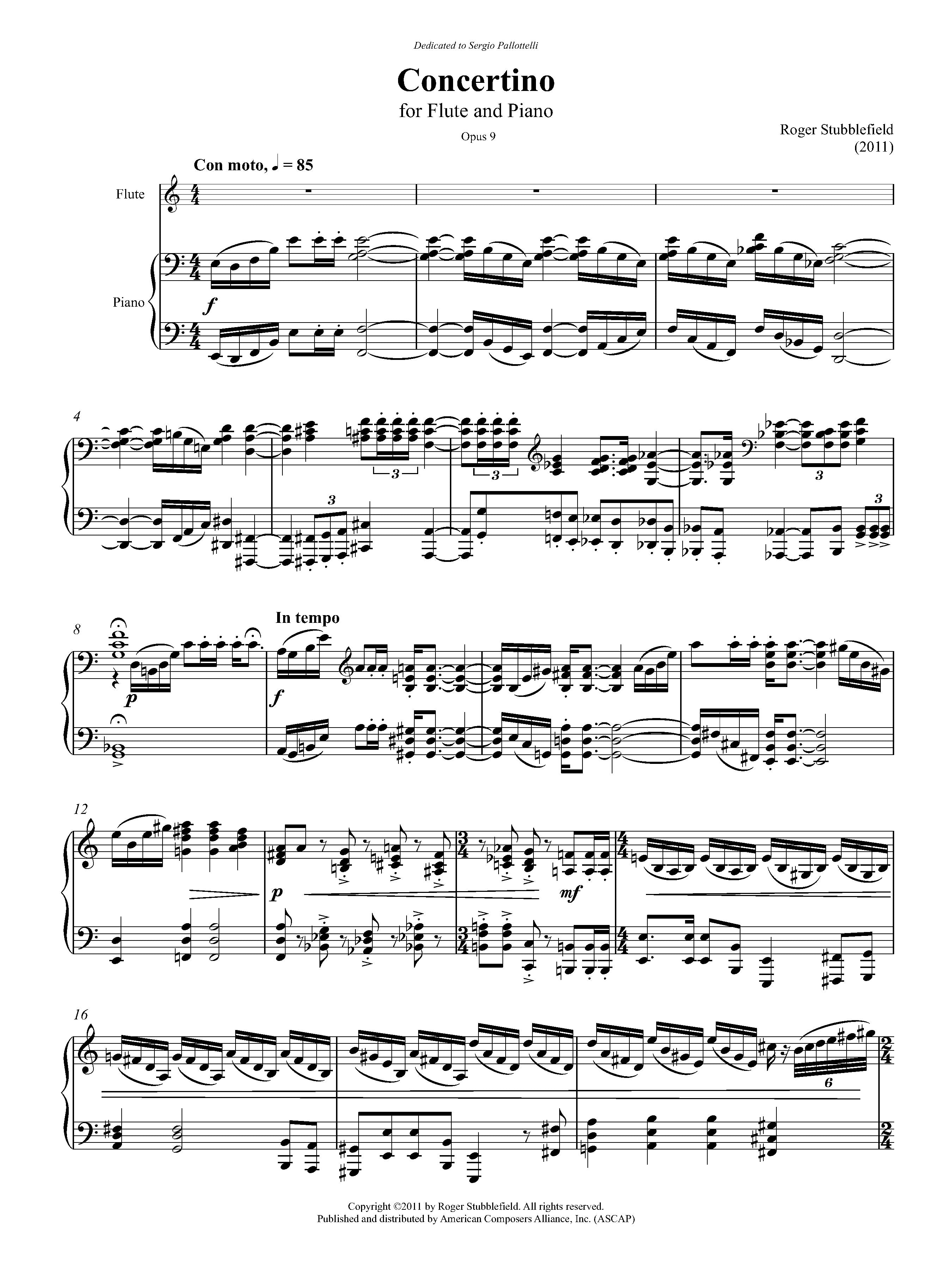 Concertino for Flute and Piano, Op. 9 – American Composers Alliance