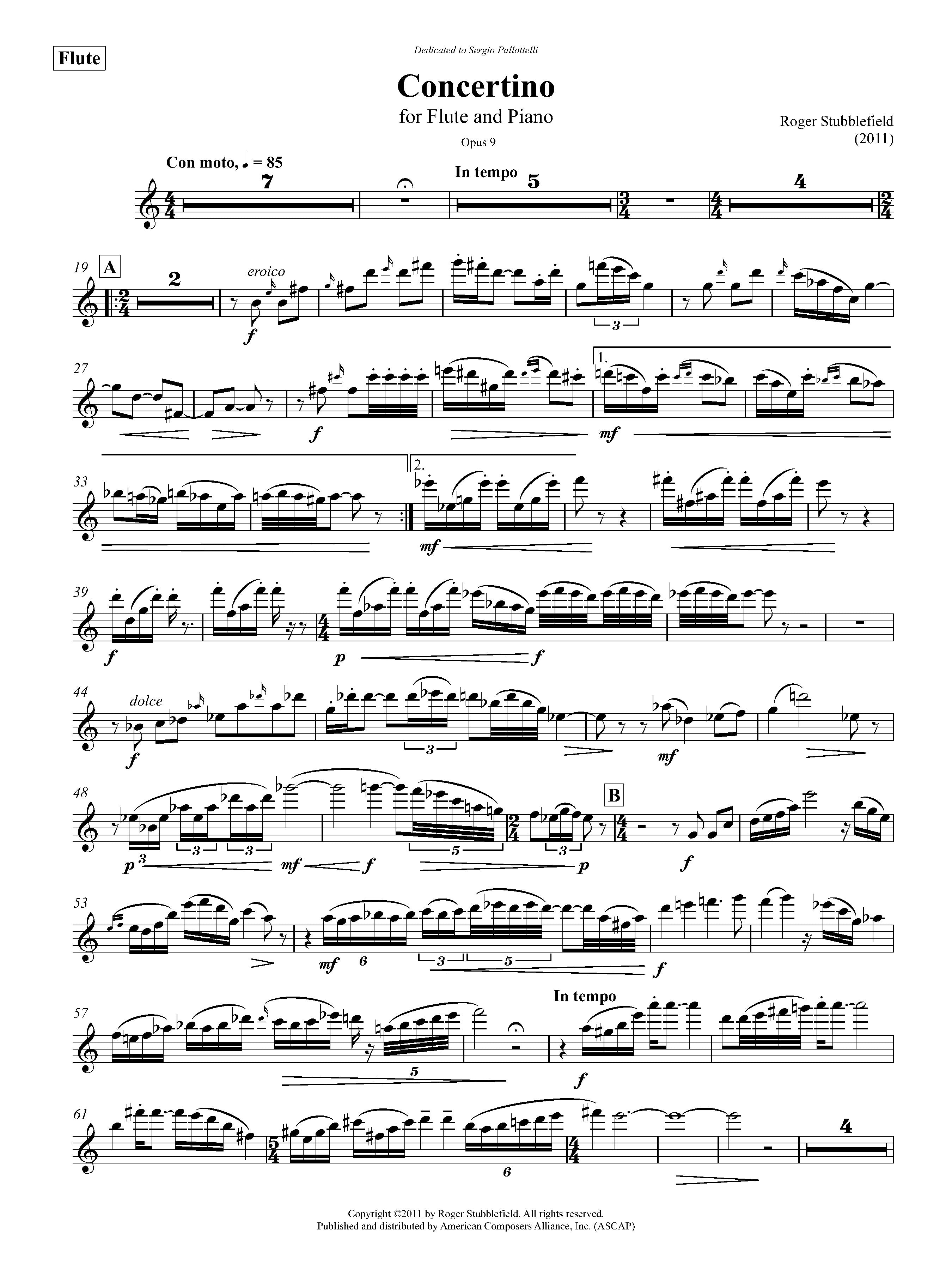 邦楽 Solfege Concertino for Flute and Piano, Op. 9 – American Composers Alliance