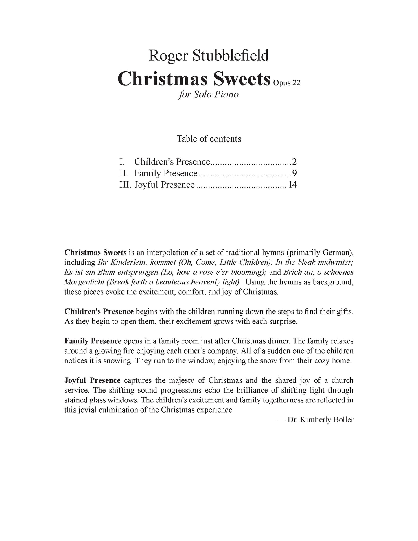 Christmas Sweets, Op. 22