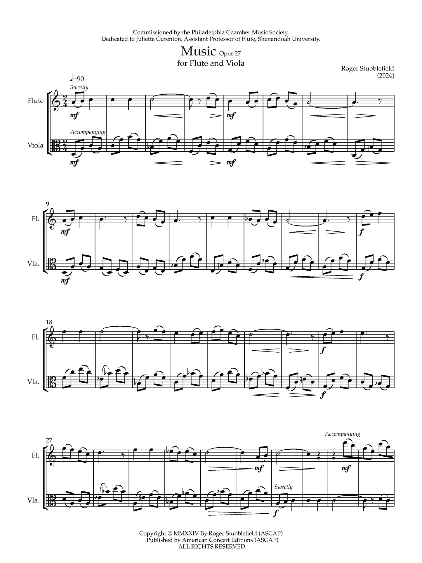 Music for Flute and Viola, Op. 27