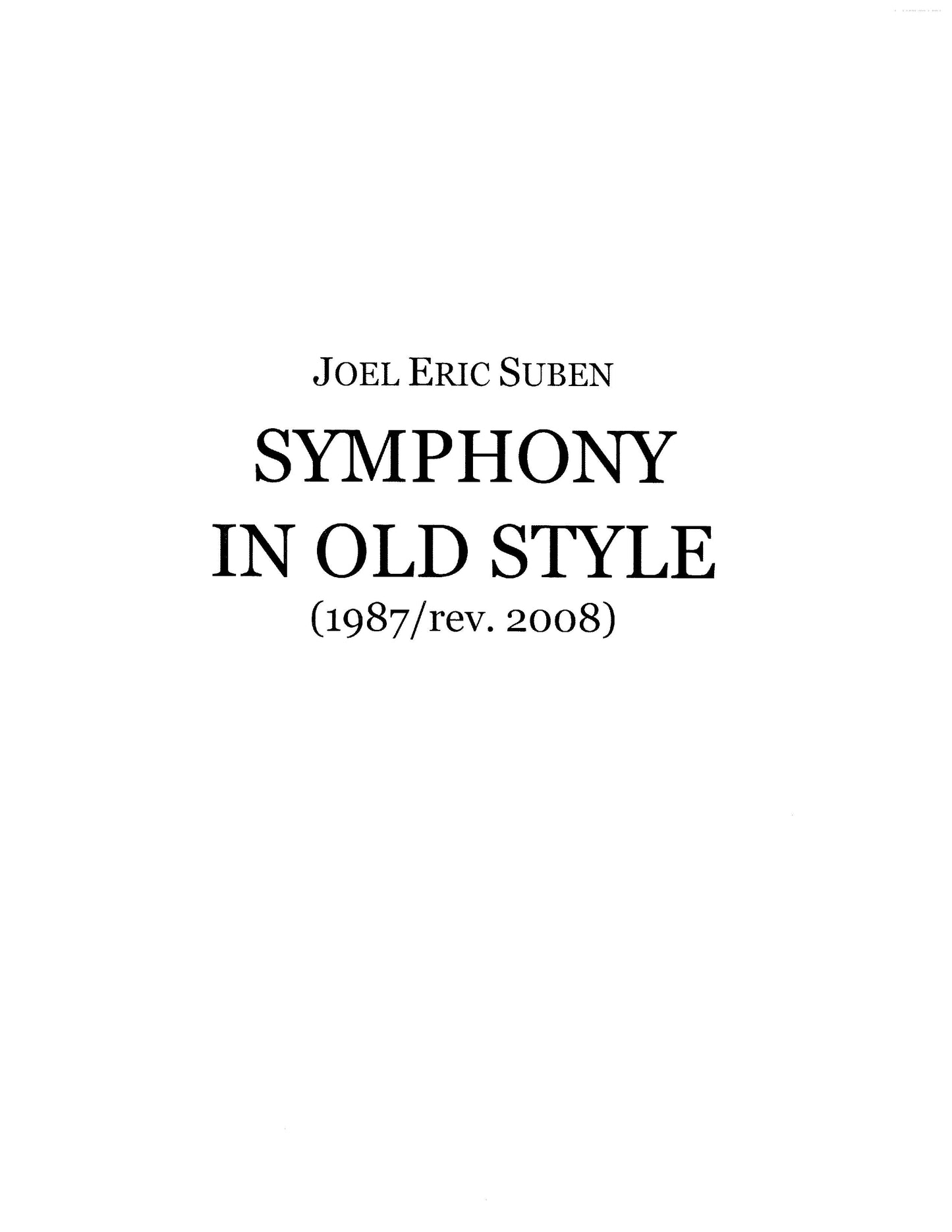 SYMPHONY IN OLD STYLE