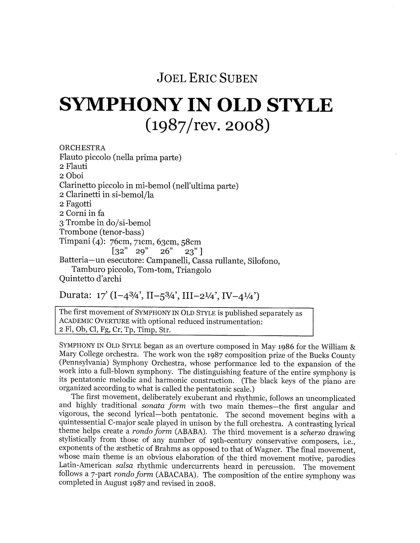 SYMPHONY IN OLD STYLE