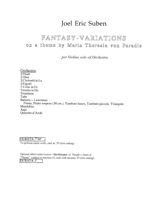 Fantasy-Variations on a Theme by Maria Theresia von Paradis