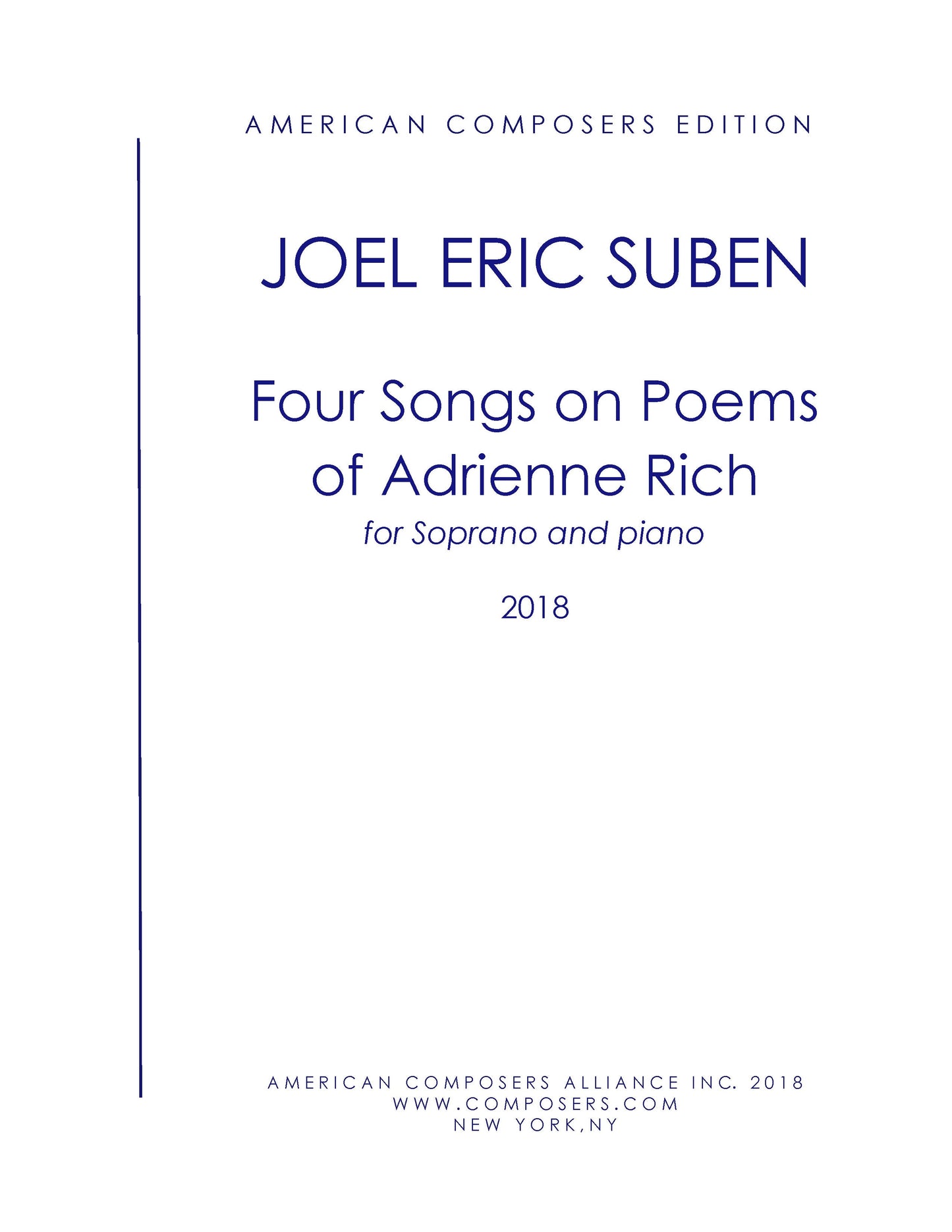 FOUR SONGS ON POEMS OF ADRIENNE RICH