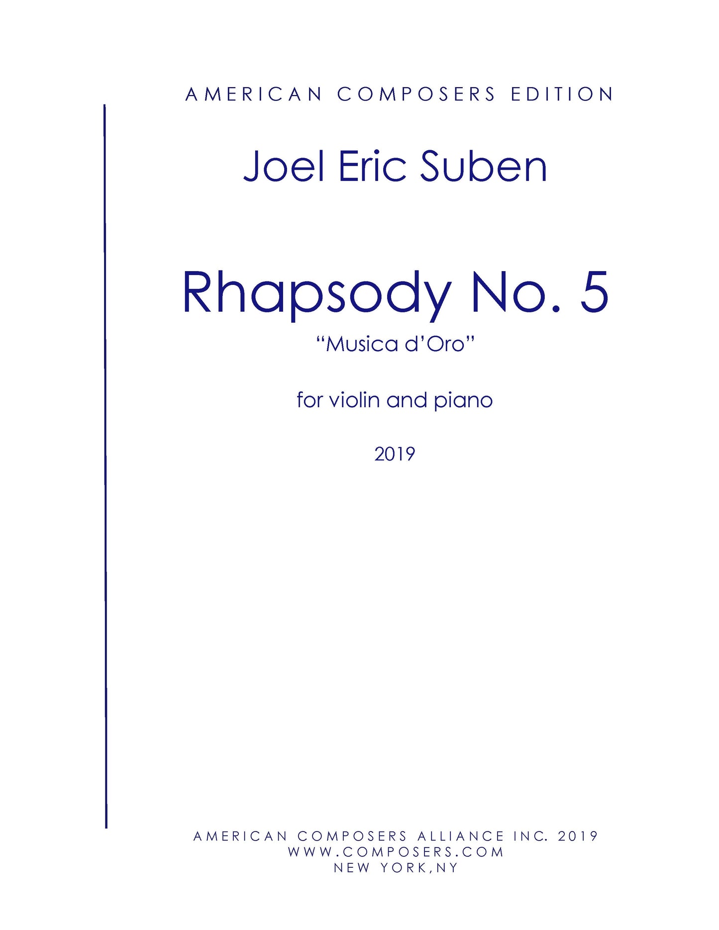 Rhapsody No. 5 for Violin and Orchestra - piano reduction