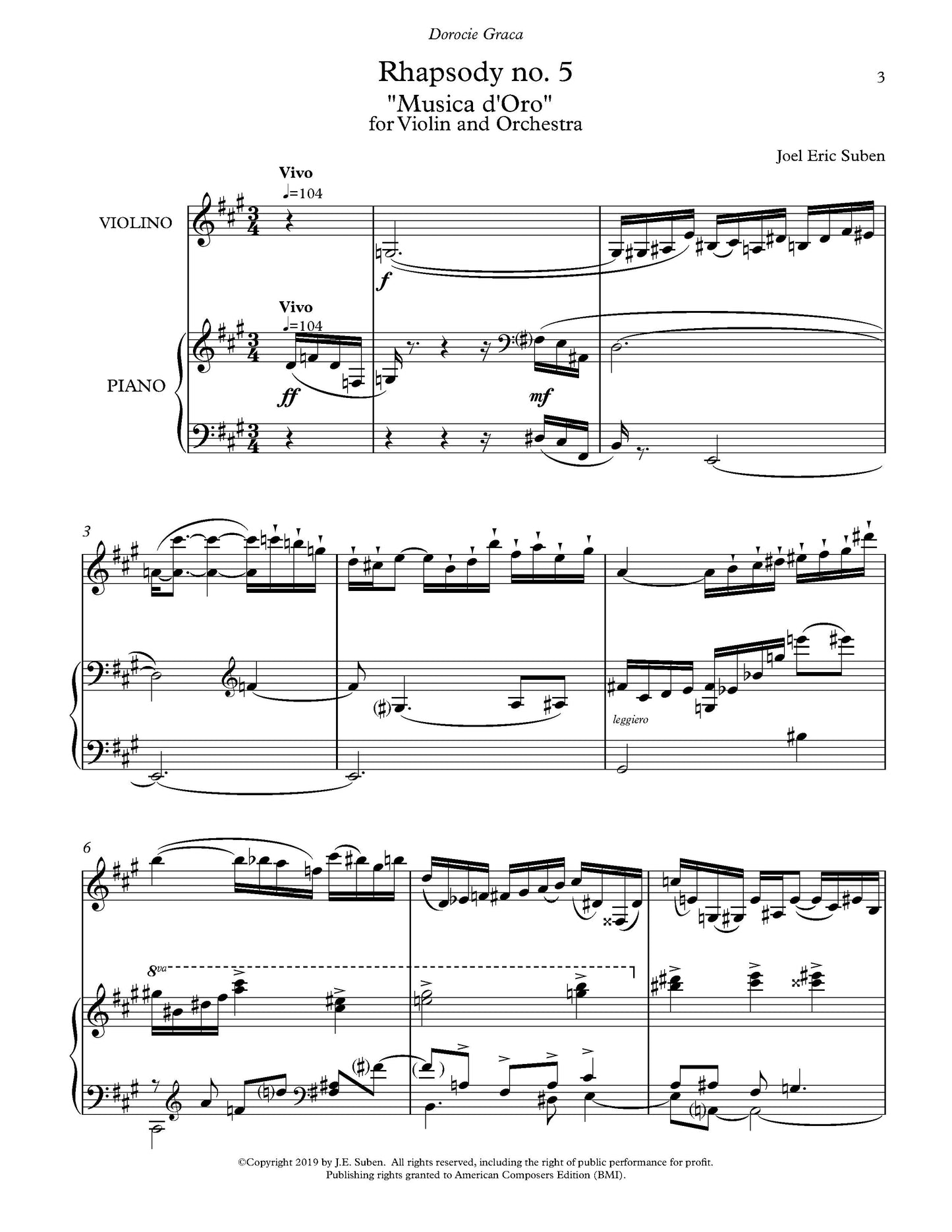 Rhapsody No. 5 for Violin and Orchestra - piano reduction