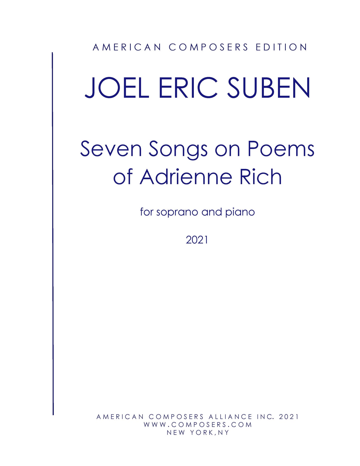 Seven Songs on Poems of Adrienne Rich