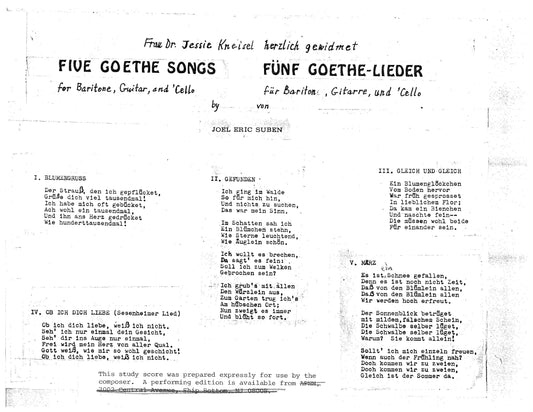 FIVE GOETHE SONGS