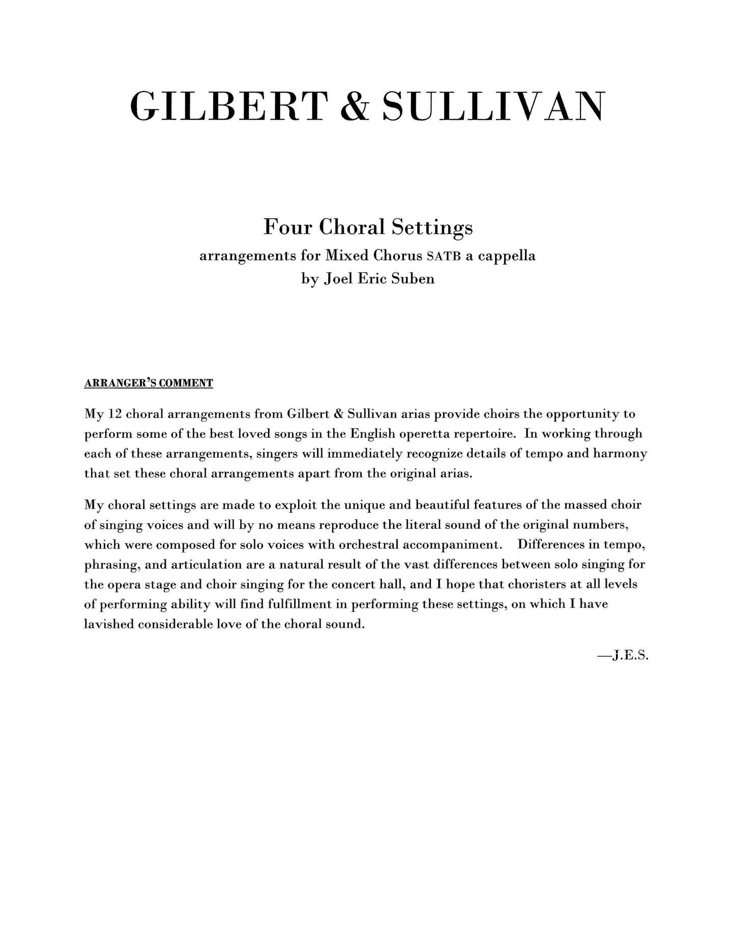 Four Choral Settings (SATB)