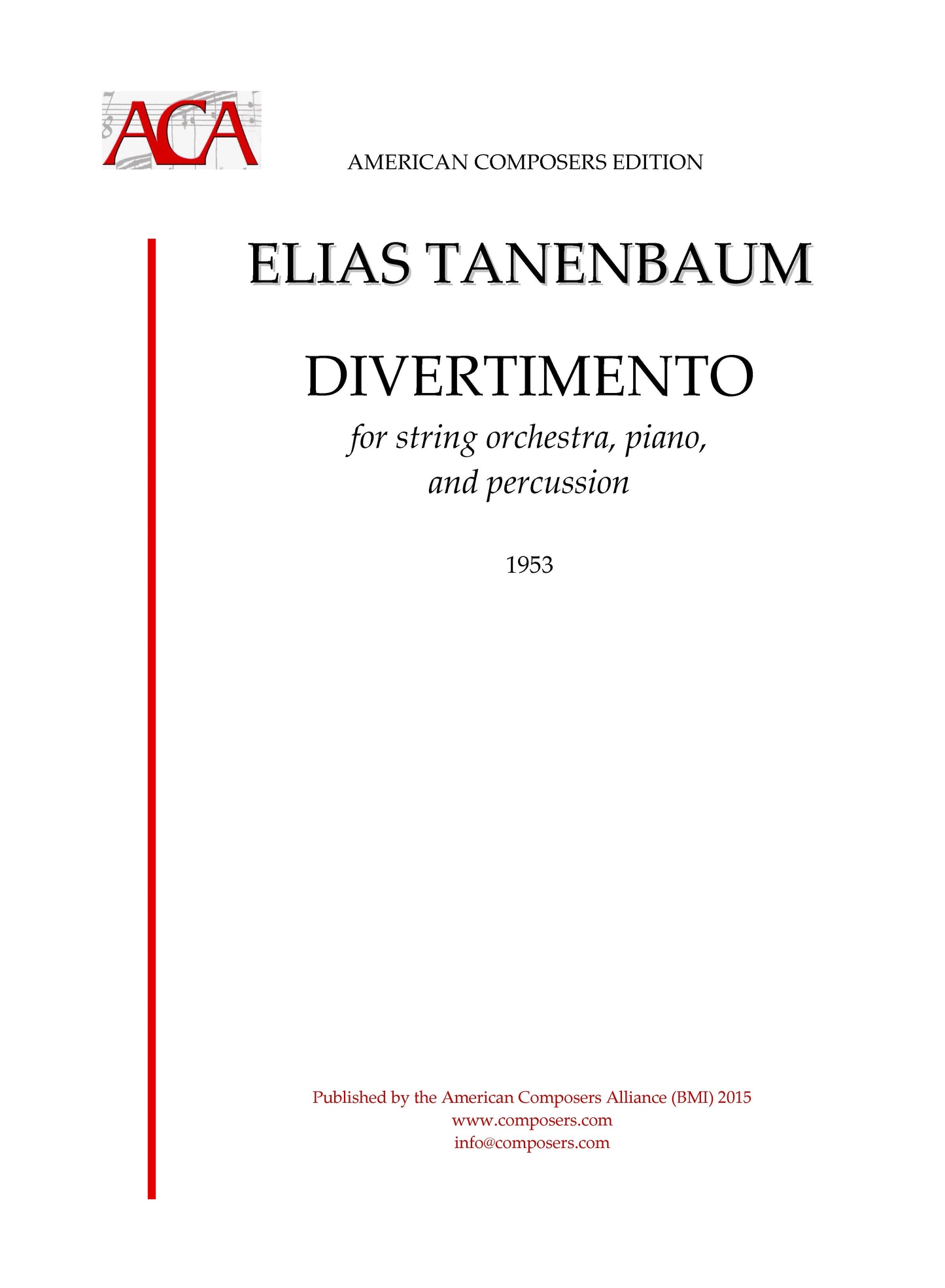 DIVERTIMENTO FOR STRING ORCHESTRA, PIANO, AND PERCUSSION