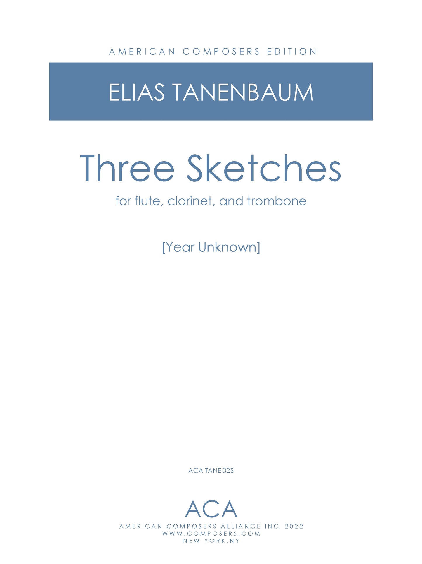 Three Sketches for Flute, Clarinet, Trombone