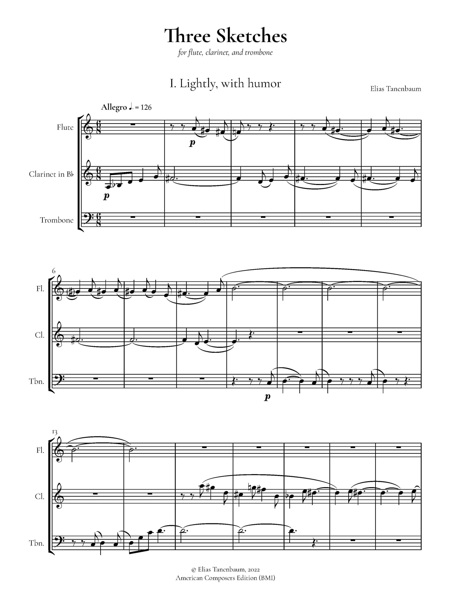 Three Sketches for Flute, Clarinet, Trombone