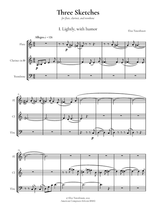 Three Sketches for Flute, Clarinet, Trombone