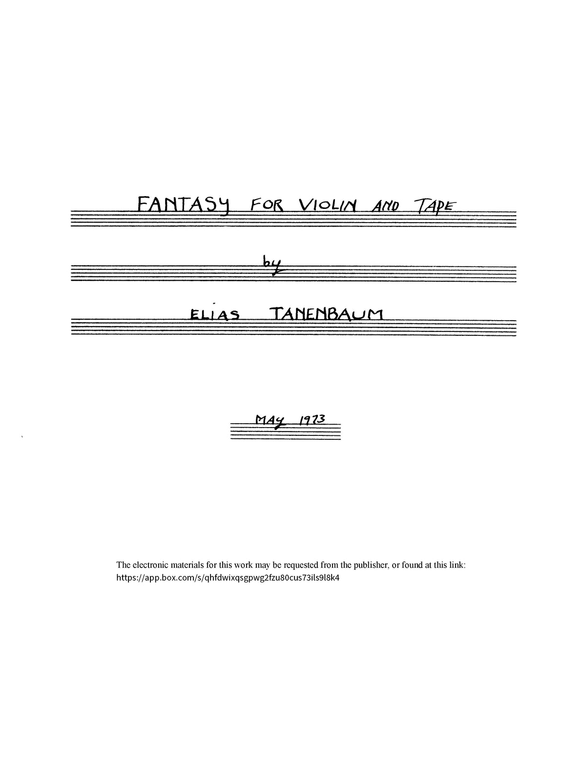 Fantasy for Violin and Tape