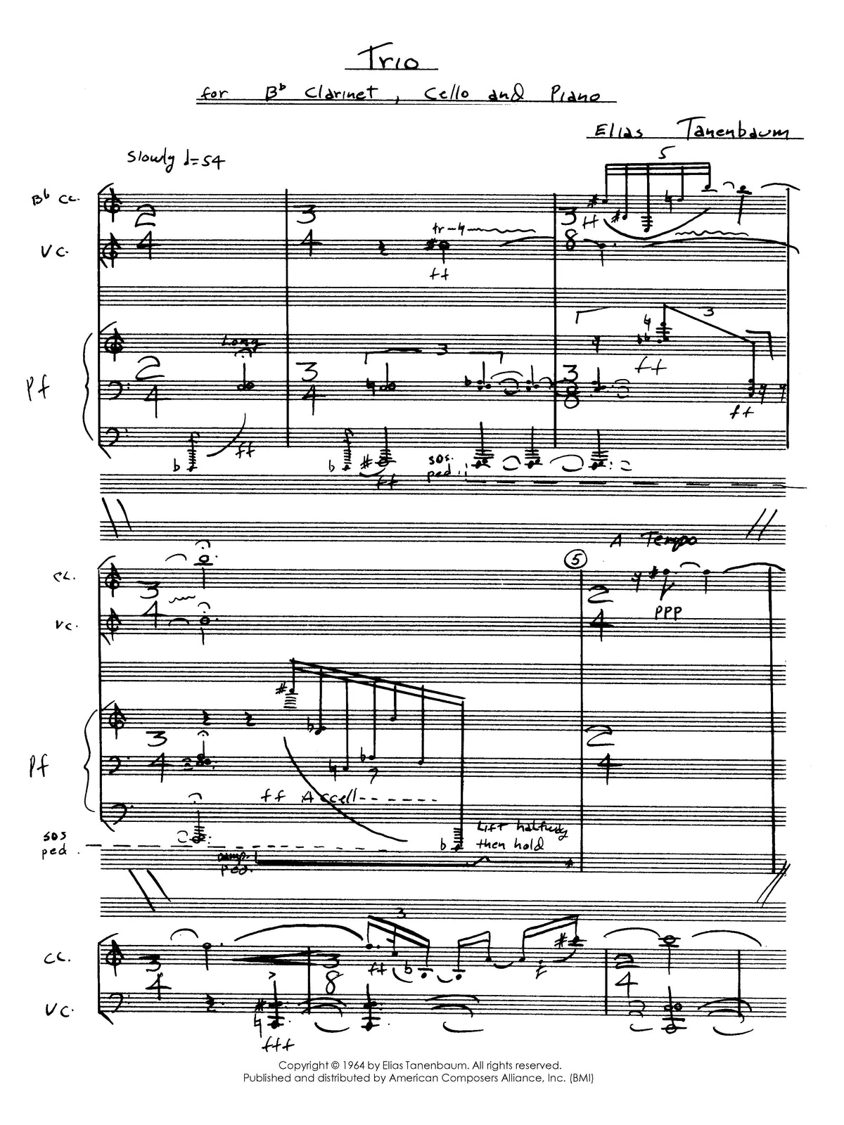 Trio for Clarinet, Cello, and Piano