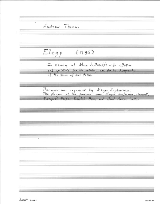 ELEGY (In Memory of Max Pollikoff)