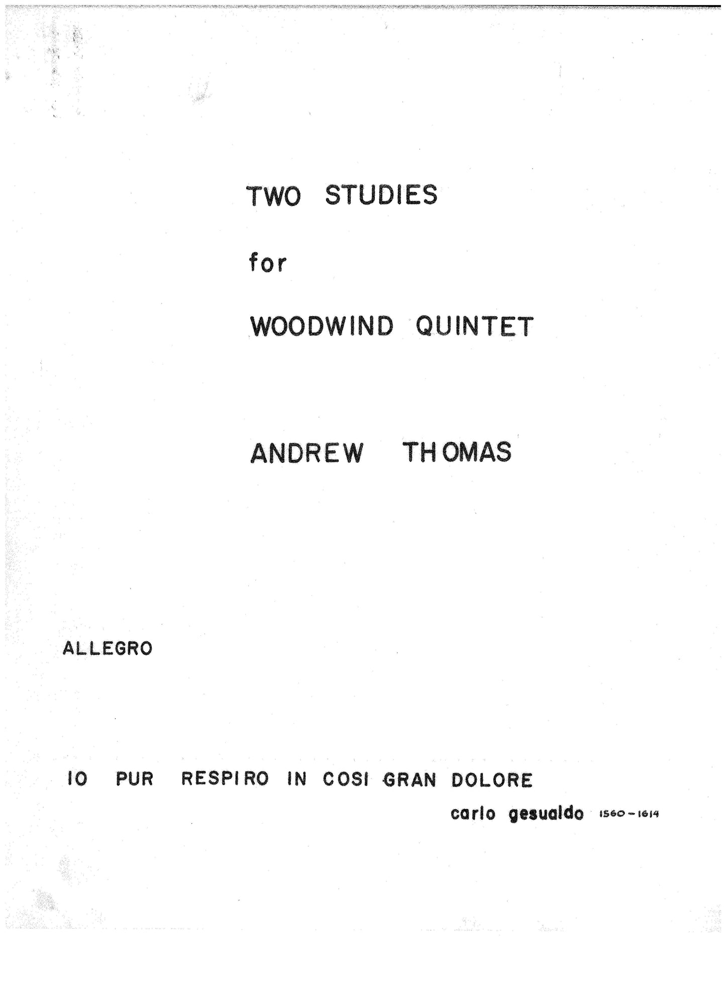 TWO STUDIES FOR WOODWIND QUINTET