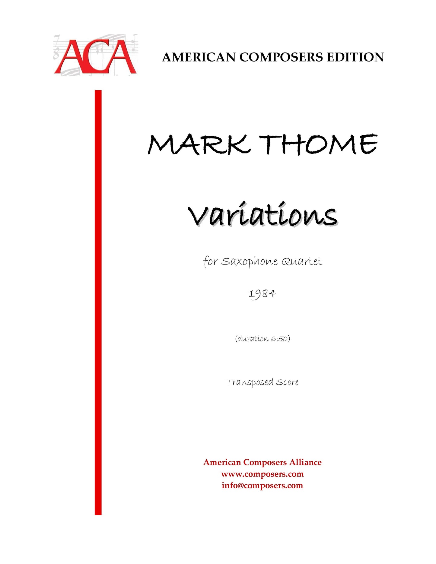 Variations for Saxophone Quartet