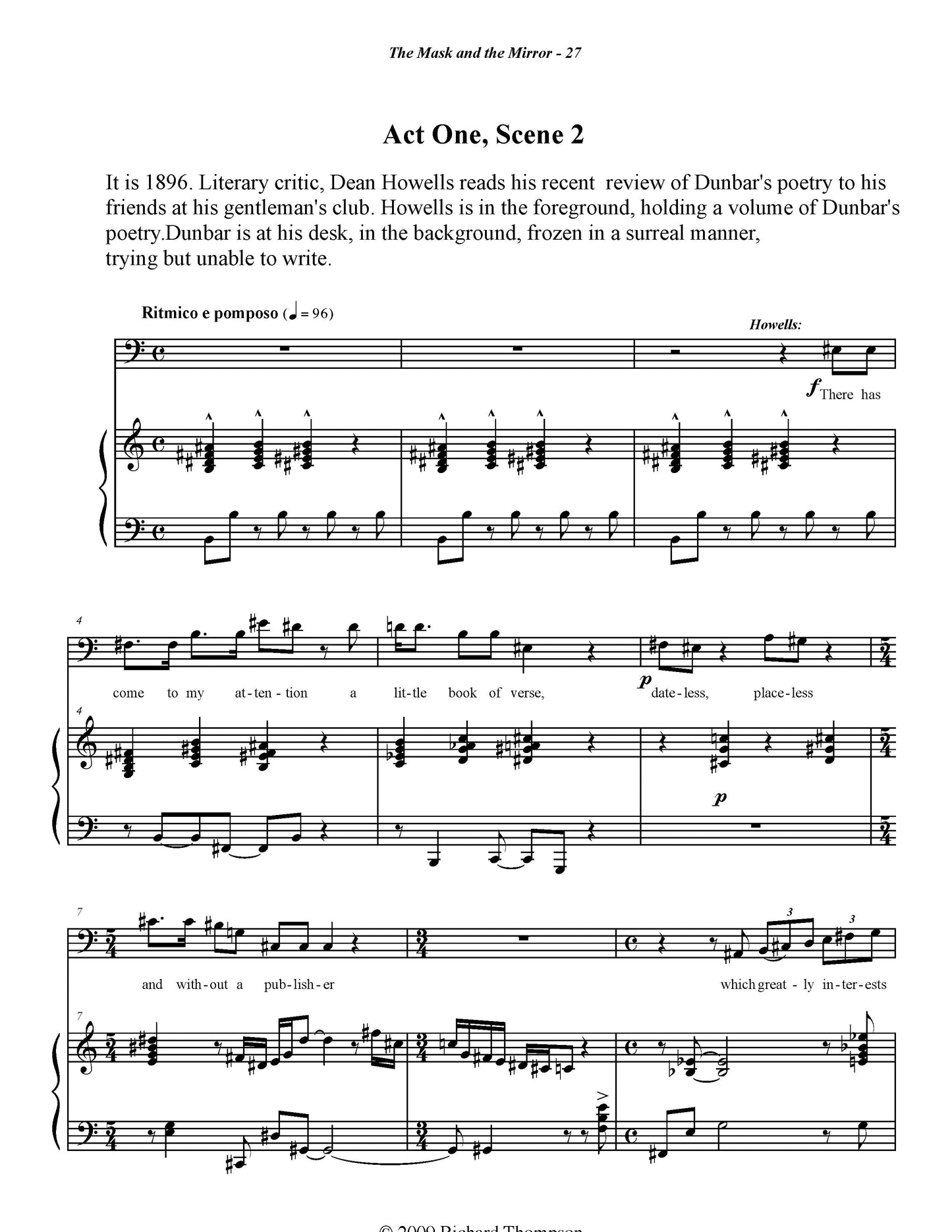 MASK IN MIRROR - Piano Vocal Score