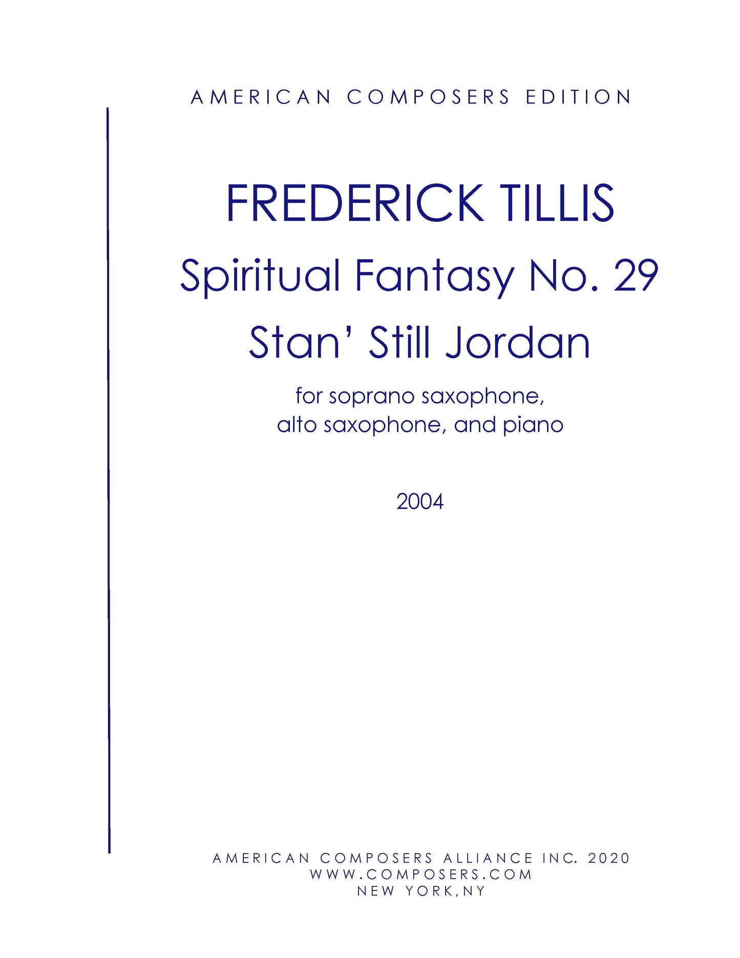 SPIRITUAL FANTASY NO. 29 SUITE: STAN' STILL JORDAN