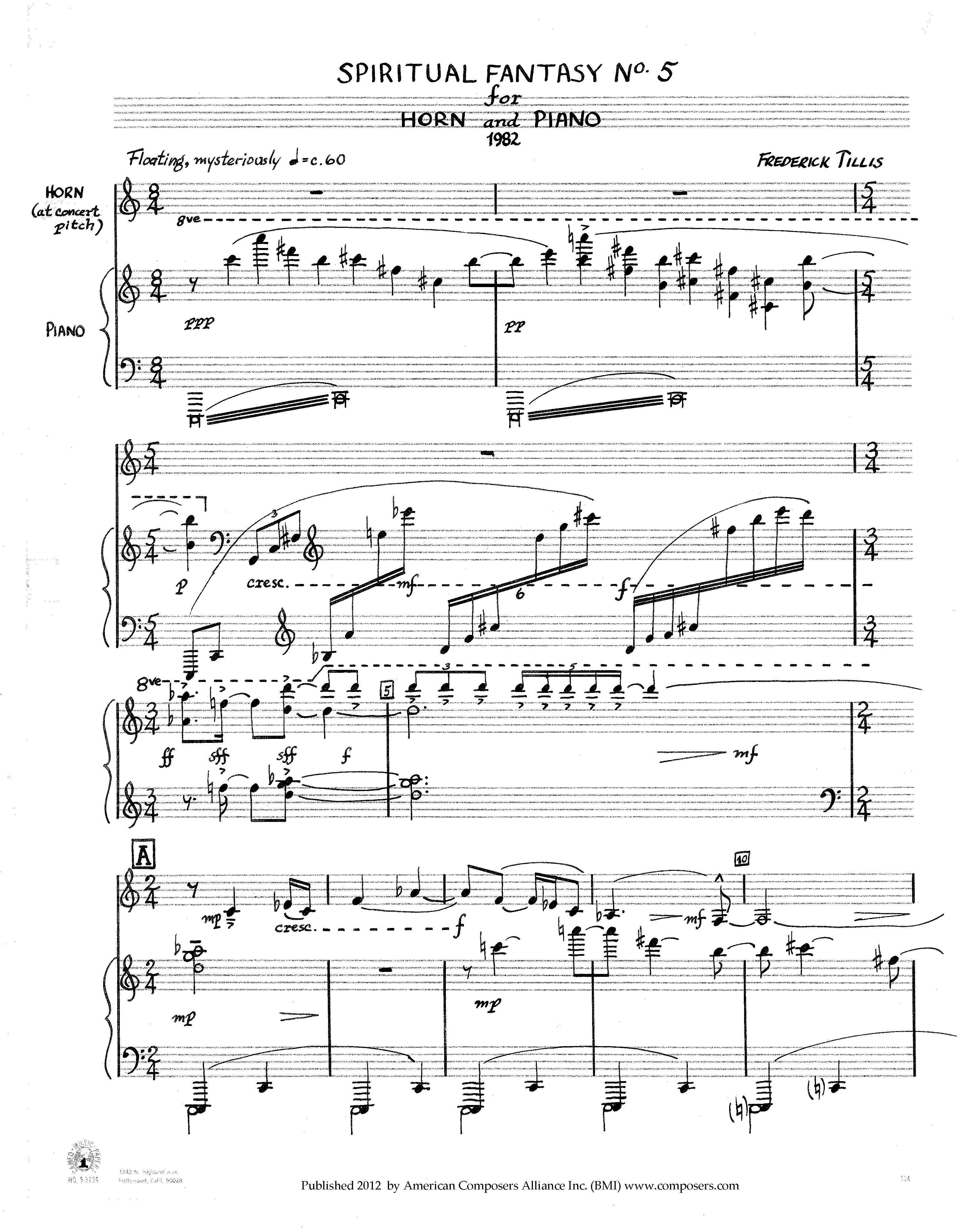 Spiritual Fantasy No. 5 – American Composers Alliance