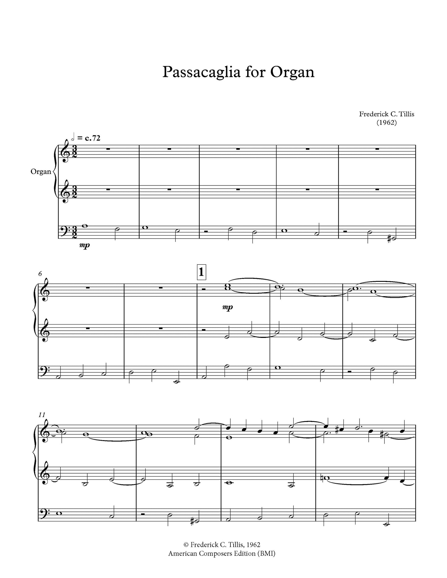 PASSACAGLIA for organ