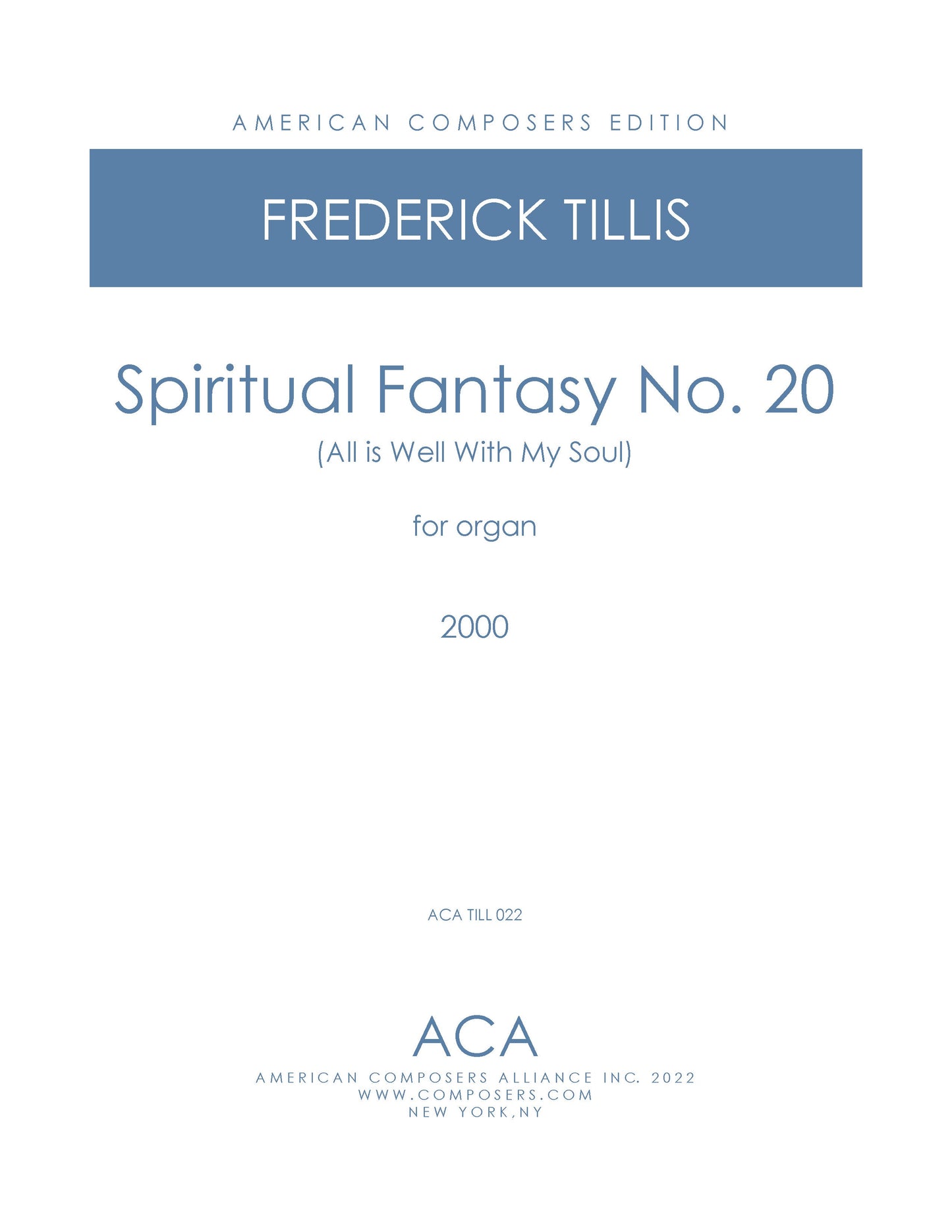 SPIRITUAL FANTASY NO. 20: ALL IS WELL WITH MY SOUL