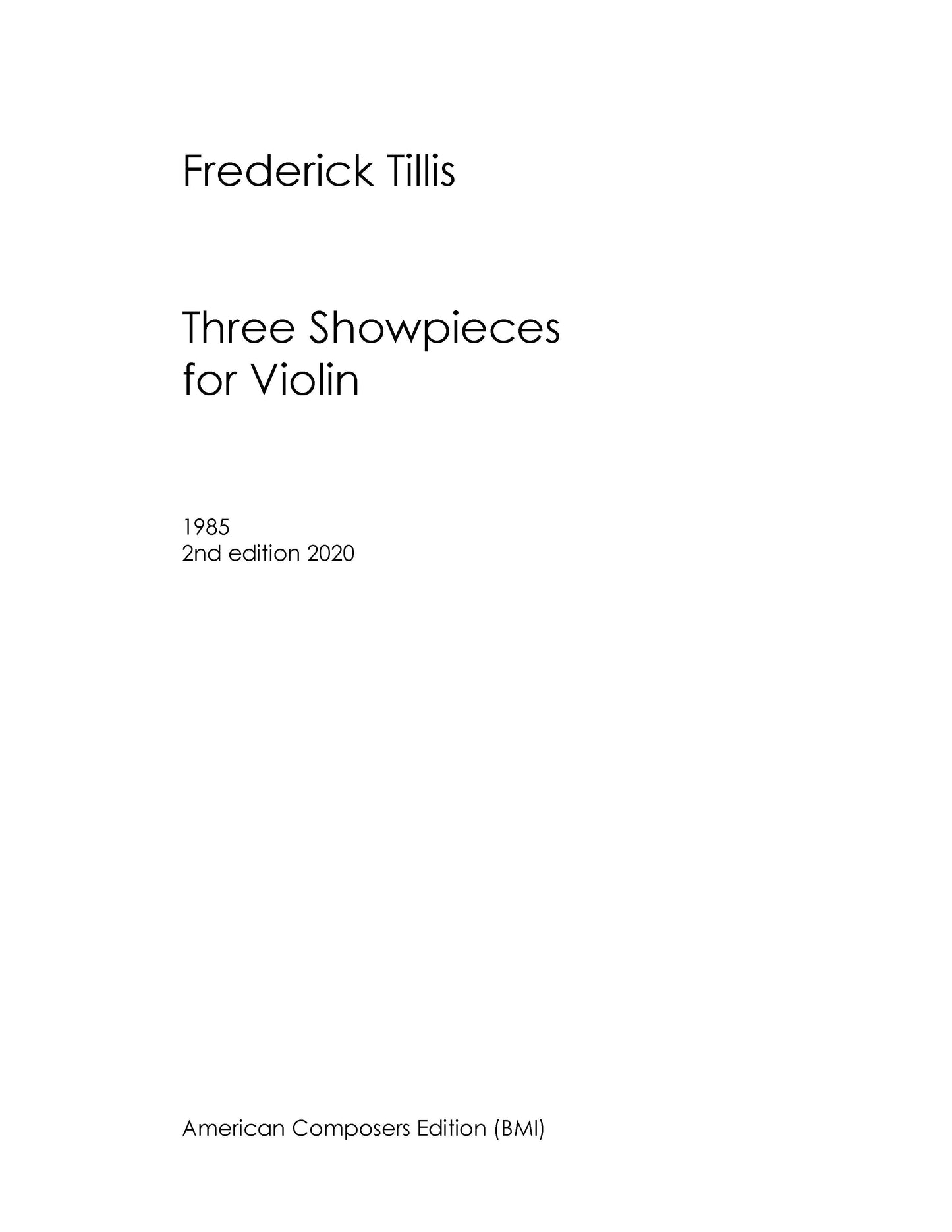 THREE SHOWPIECES FOR VIOLIN