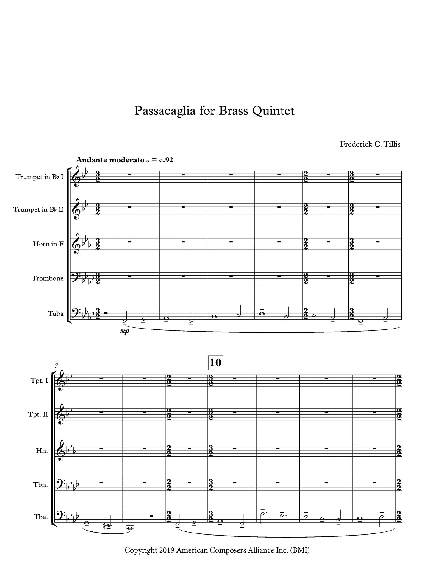 PASSACAGLIA for Brass Quintet