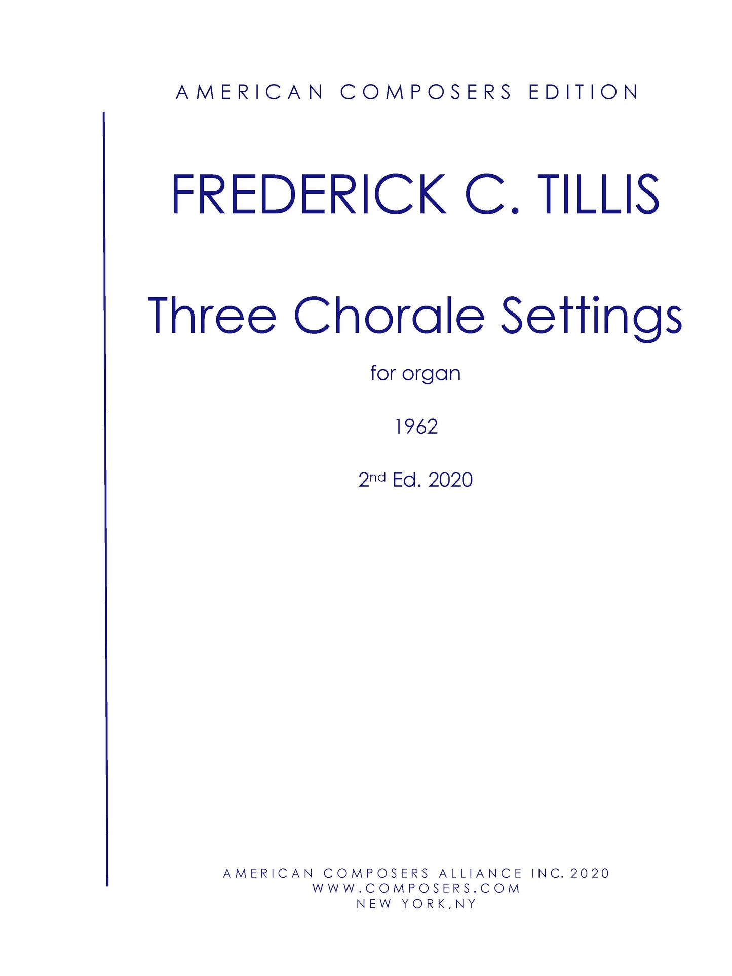 THREE CHORALE SETTINGS FOR ORGAN