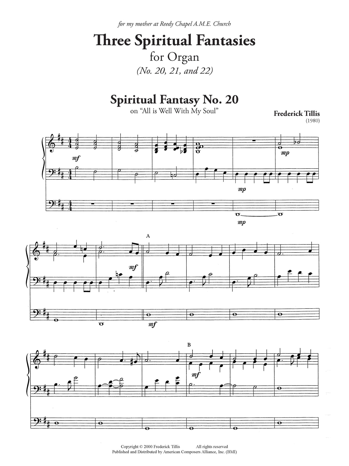 Three Spiritual Fantasies for Organ Nos 20 -21 - 22