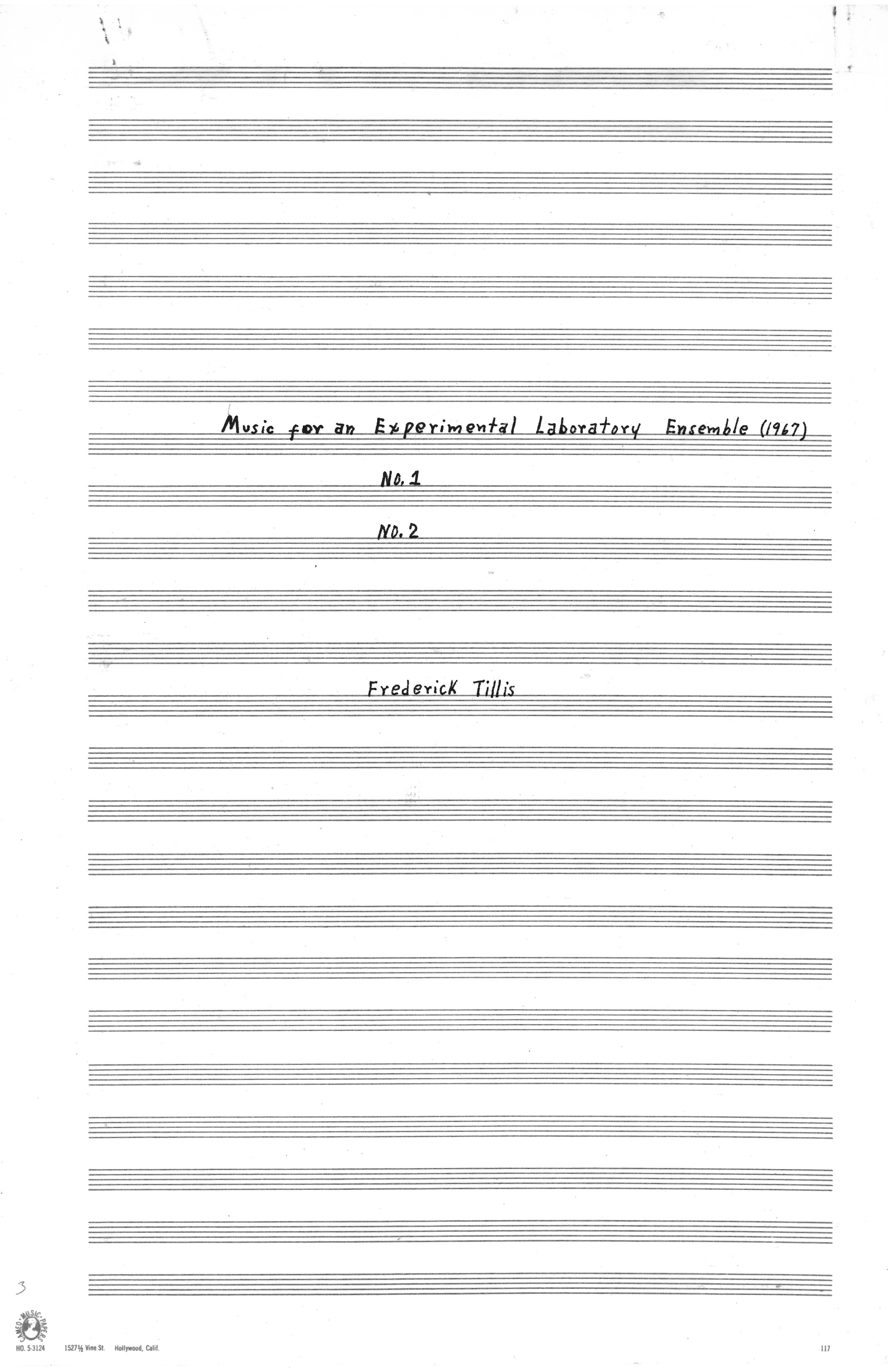 Music for an Experimental Lab Ensemble Nos. 1 and 2 – American ...