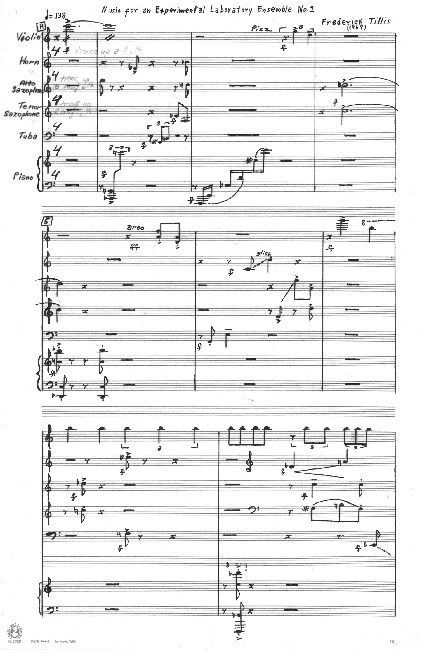 MUSIC FOR AN EXPERIMENTAL LAB ENSEMBLE Nos. 1 and 2