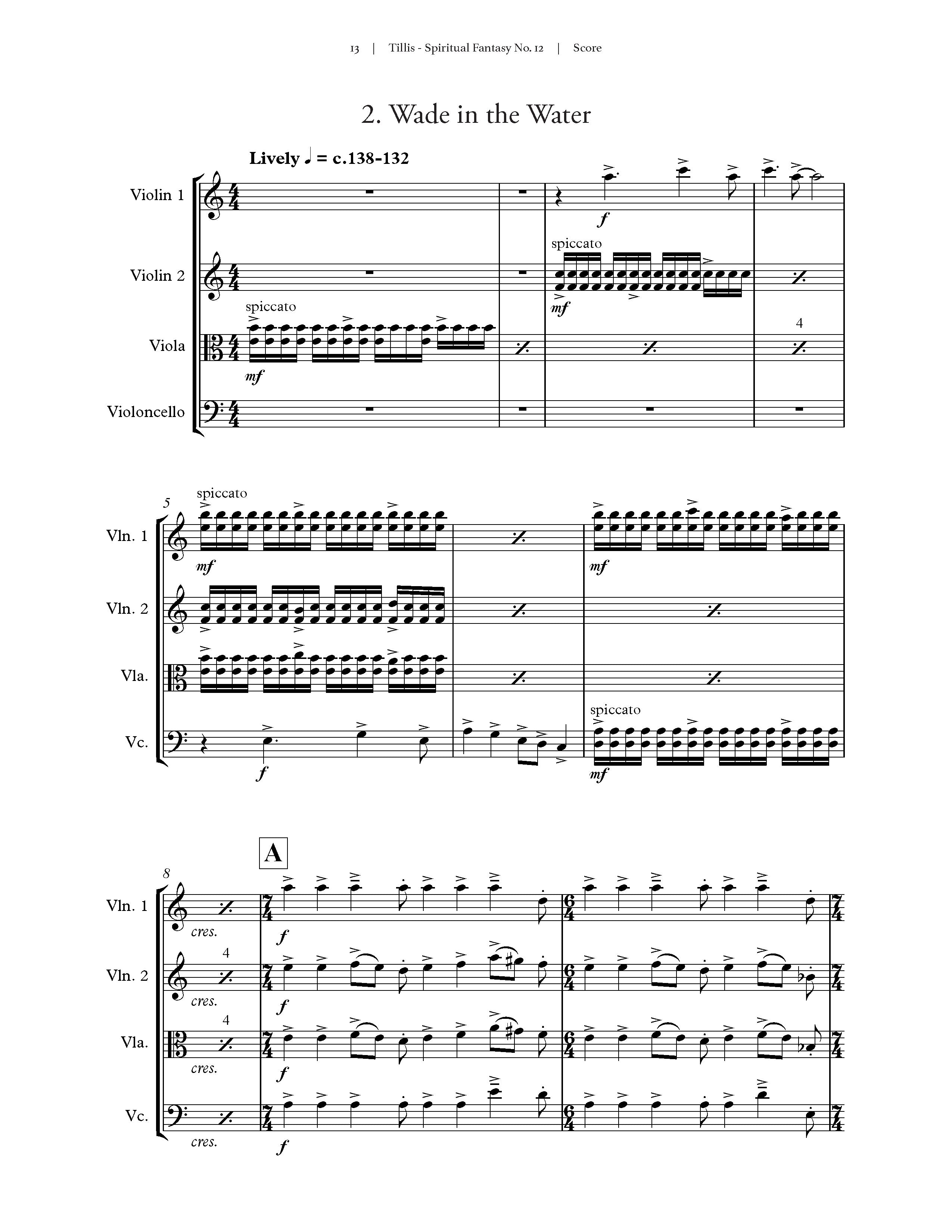 Spiritual Fantasy No. 12: Suite for String Quartet – American