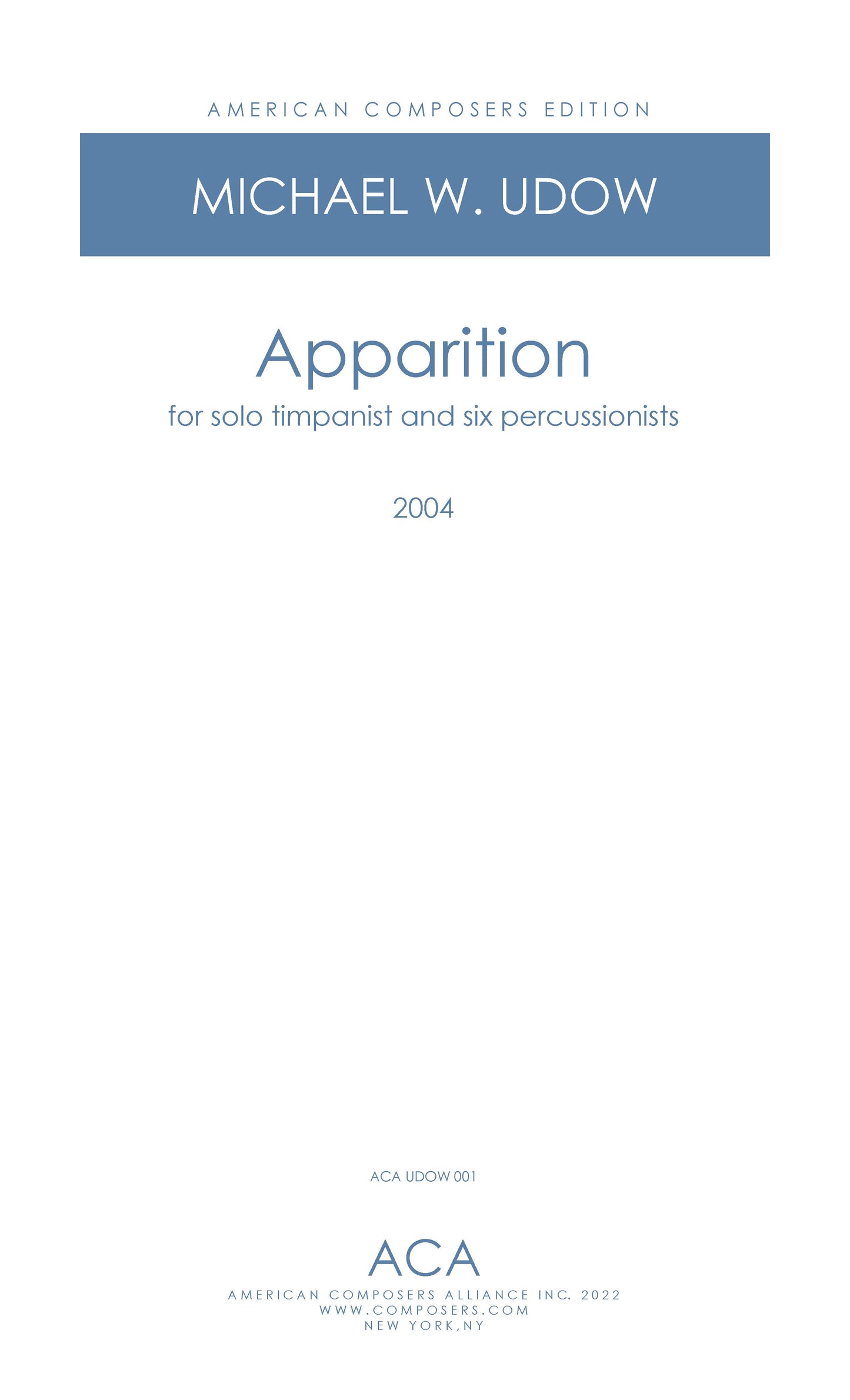 Apparition - for Solo Timpani and Six Percussion