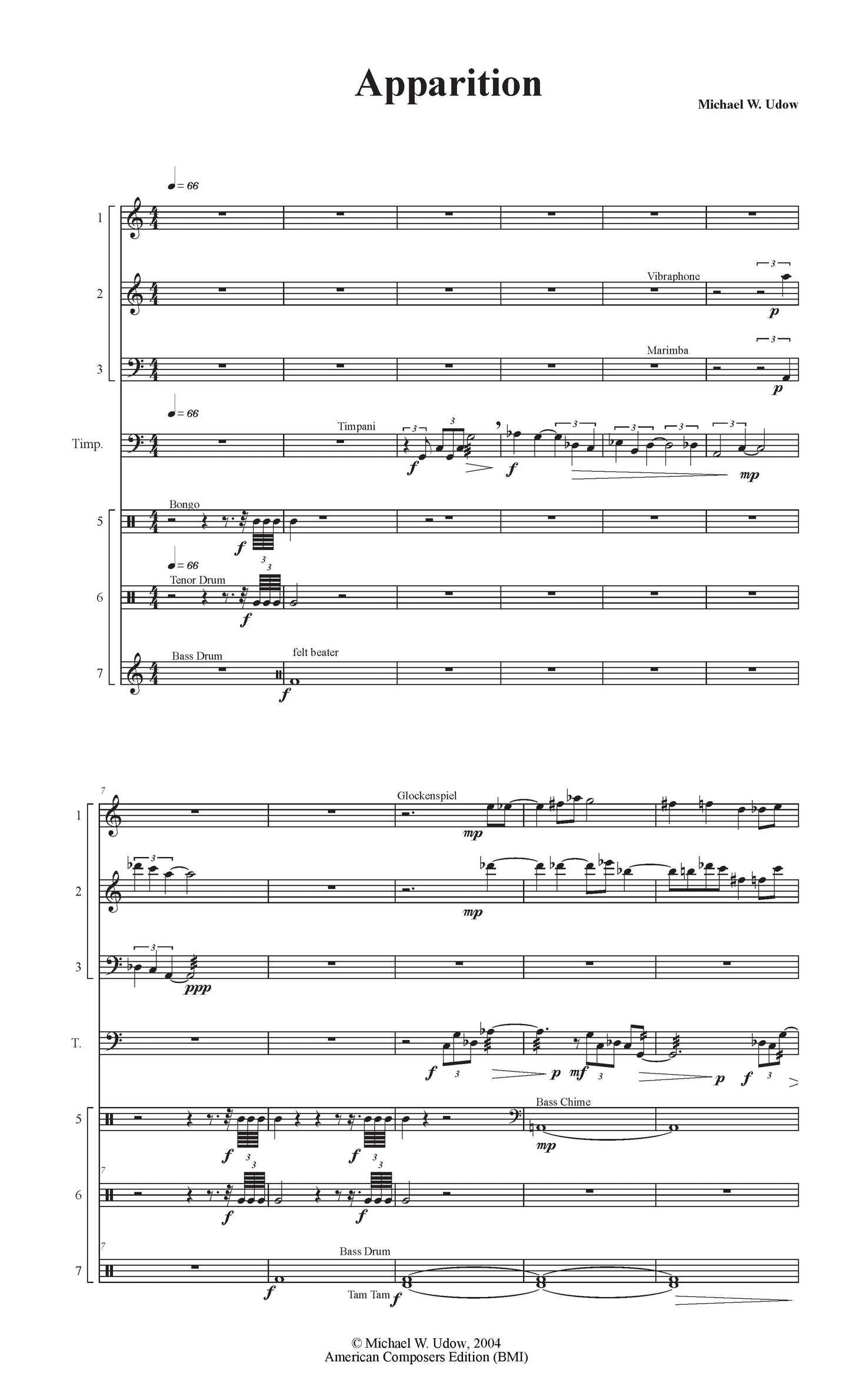 Apparition - for Solo Timpani and Six Percussion