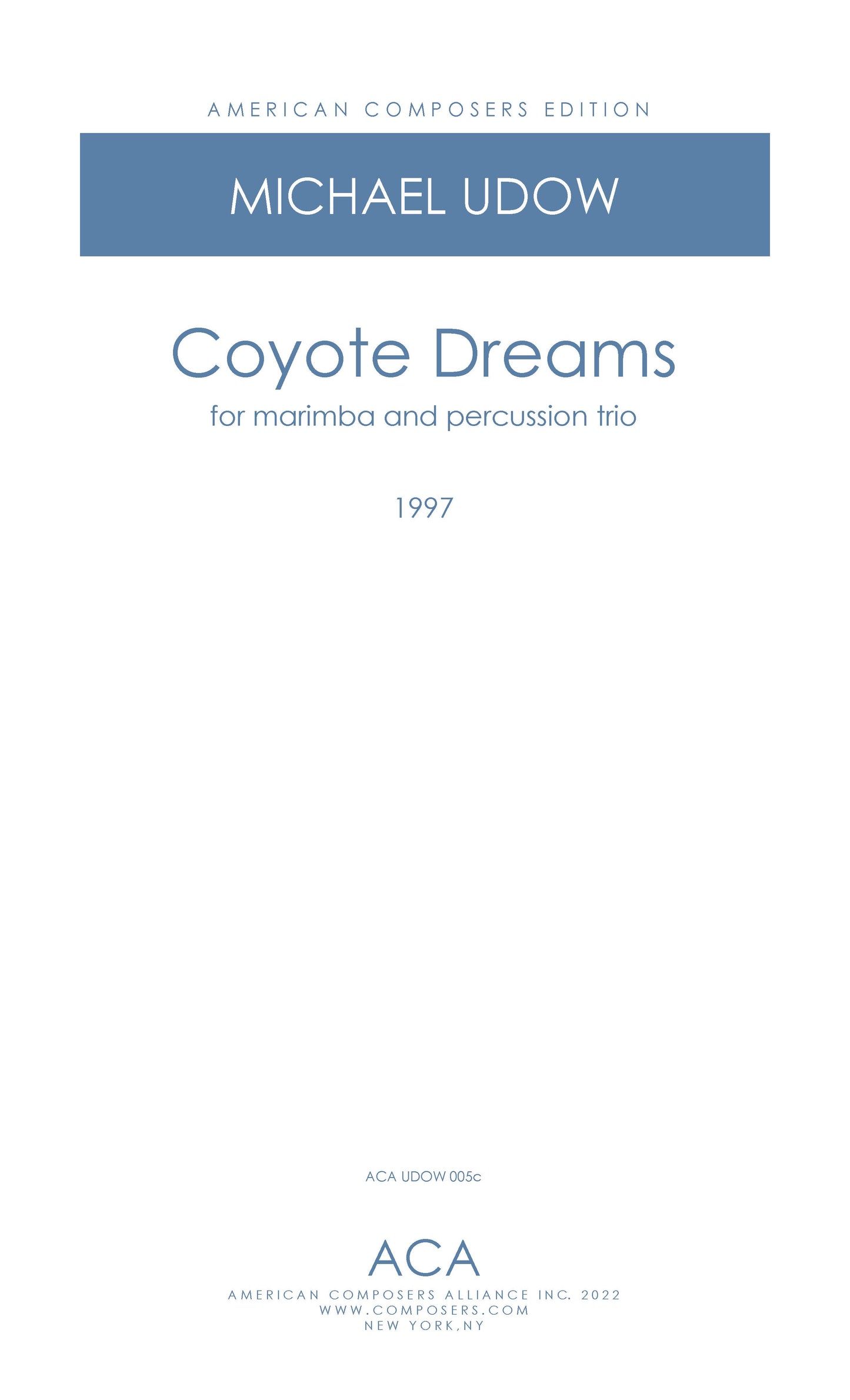 Coyote Dreams for Marimba and Percussion Trio