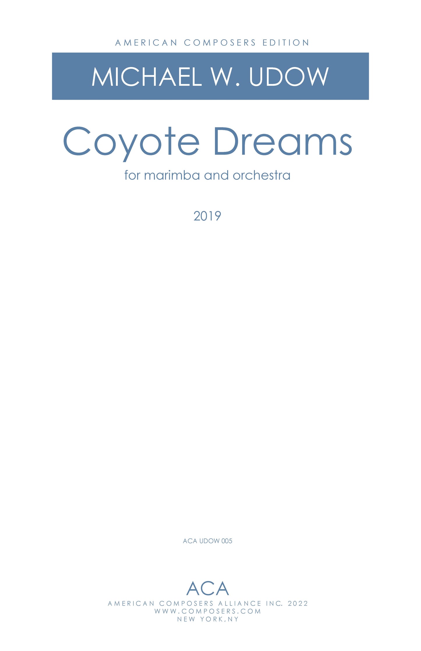 Coyote Dreams for Marimba and Orchestra