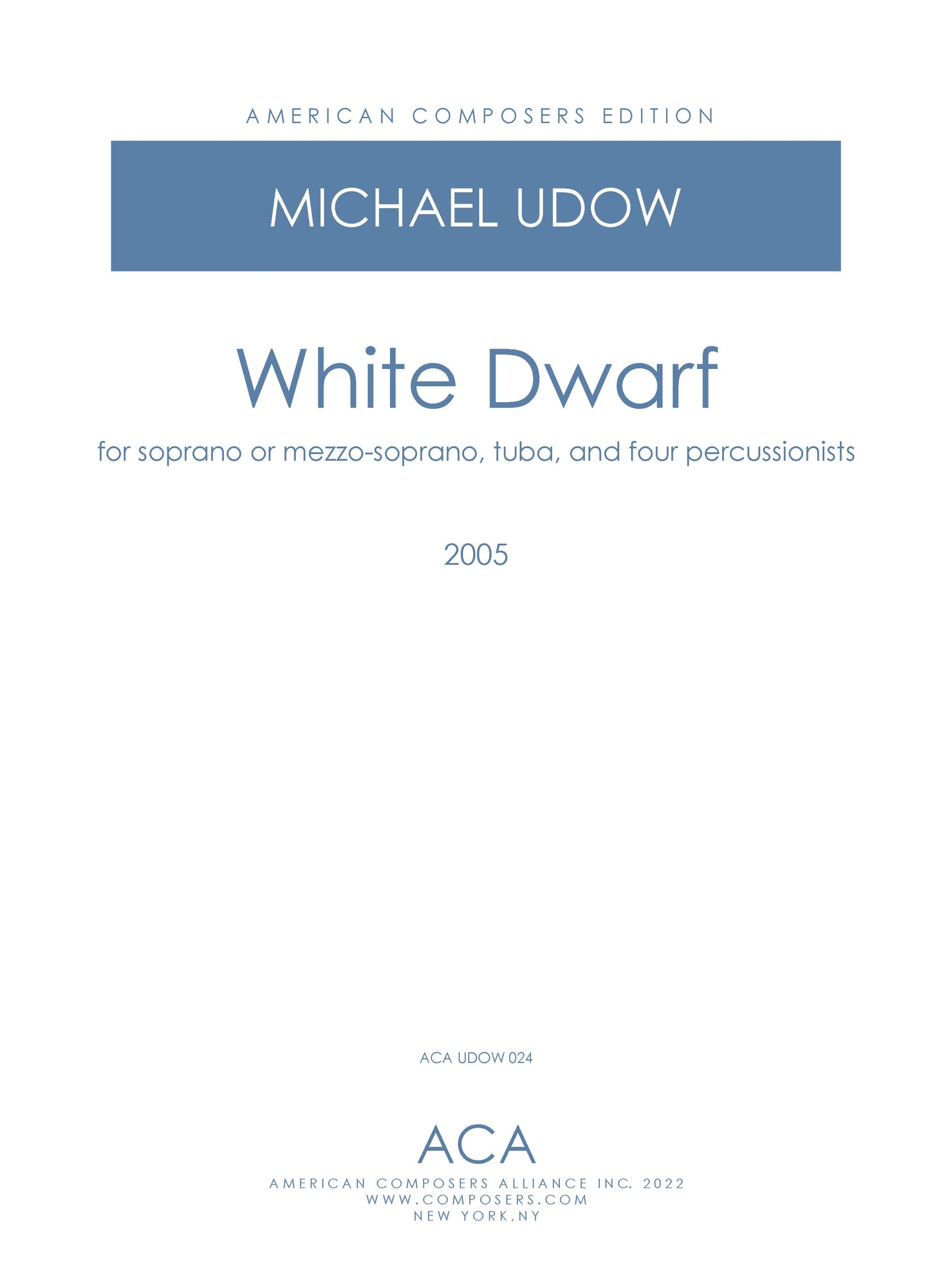 White Dwarf (for Soprano or Mezzo, Tuba, and Percussion Quartet)