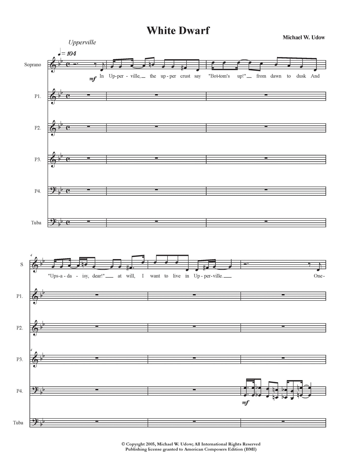 White Dwarf (for Soprano or Mezzo, Tuba, and Percussion Quartet)