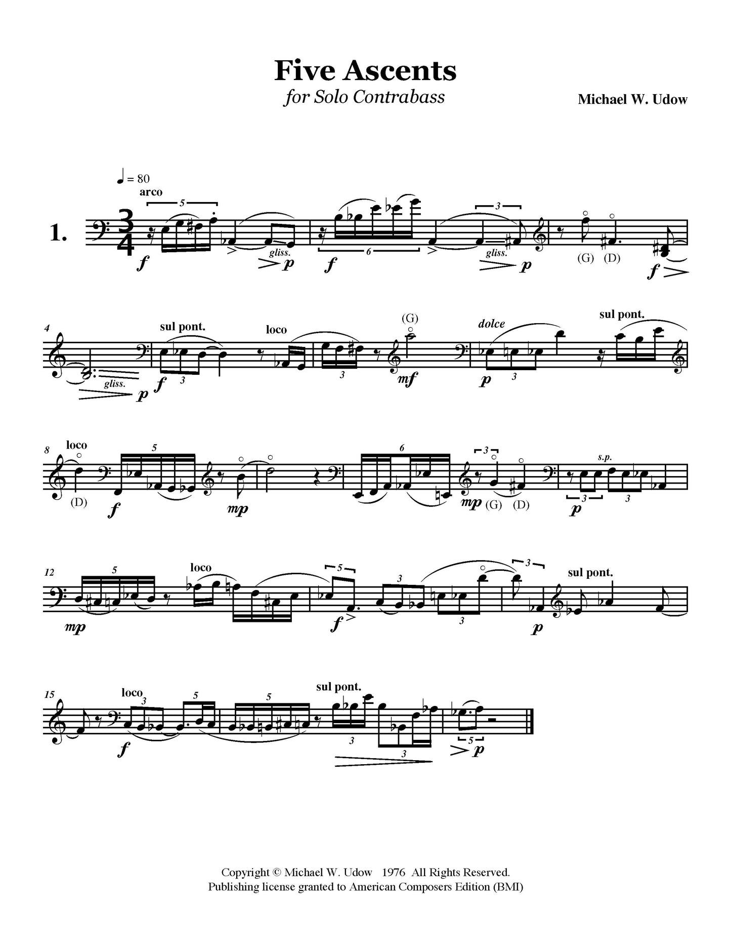 Five Ascents for Solo Contrabass